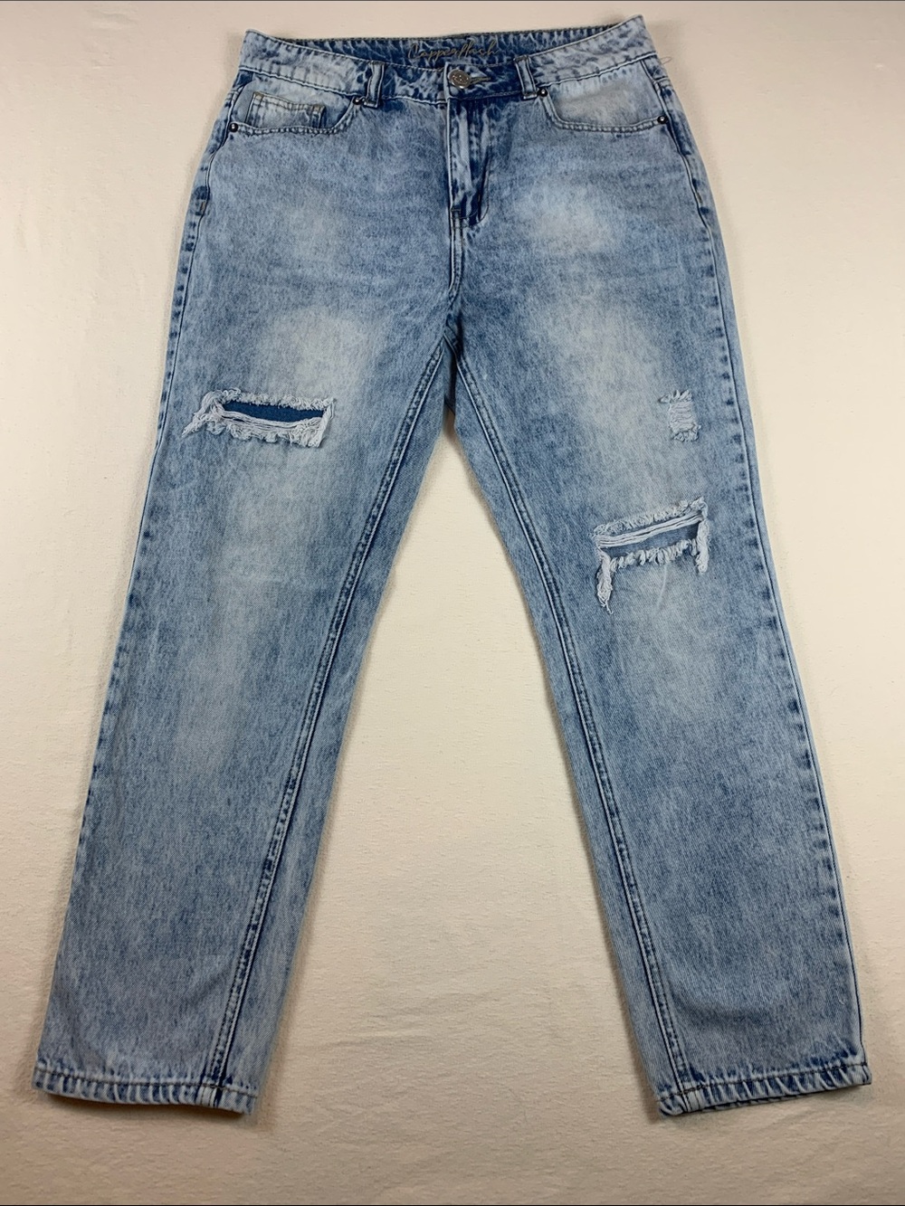 Copperflash Womens‎ Distressed Jeans Sz 8 GUC High Rise Light Wash 26” Inseam